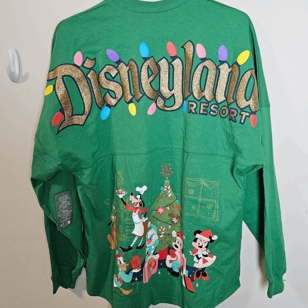 Disney Classics Christmas Holiday Spirit Jersey Long Sleeve NWT Women's Green Si - Picture 5 of 5
